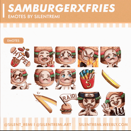 Samburgerxfries emotes and animated twitch emotes for streaming