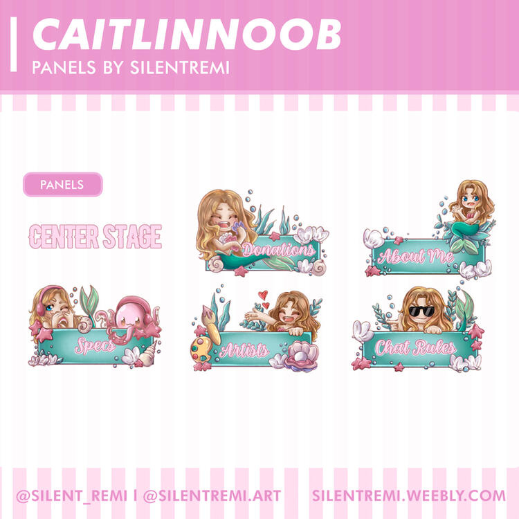 CaitlinNoob panels for twitch streamer
