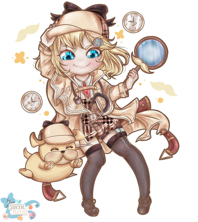Amelia Watson Vtuber Chibi Fanart