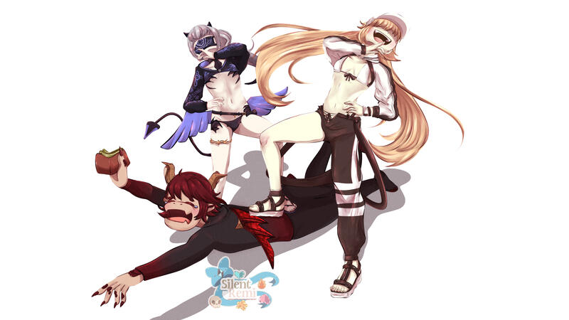 Drag0nSaint being stepped on my Saber from Fate and another gacha character