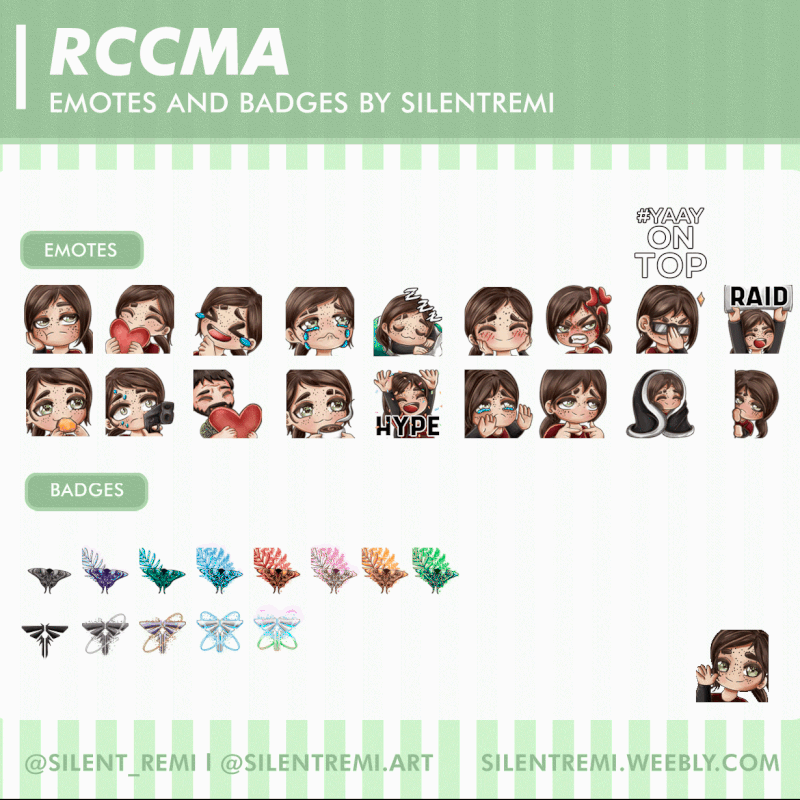 rccma emotes and badges for twitch streaming of ellie from the last of us 1 and 2