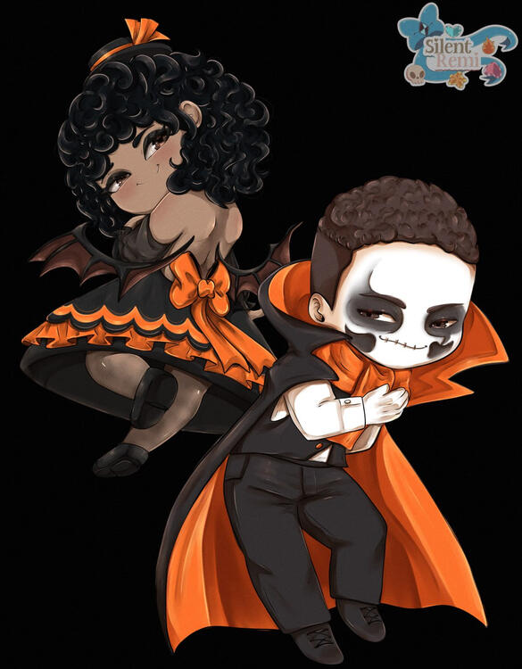 Halloween Themed Chibi couple