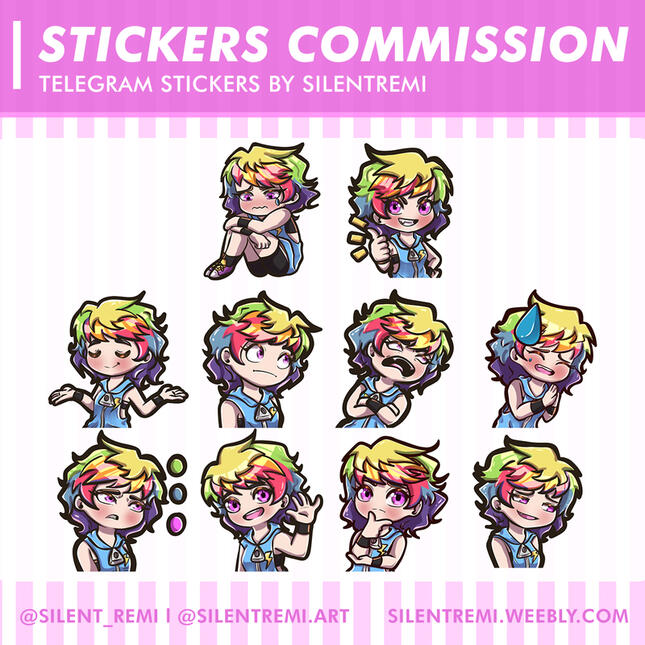 Telegram and WhatsApp Stickerof Iro from the game CrushCrush witth several memes and expressions