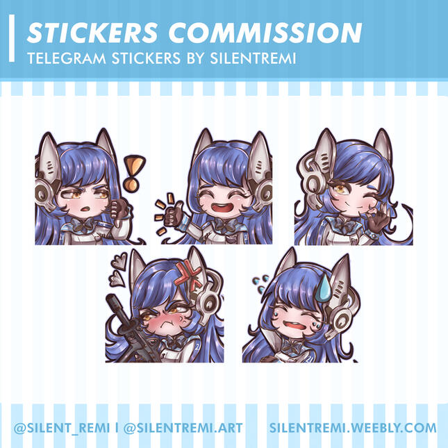 Telegram and WhatsApp Sticker of Tar-21 from Honkai Impact witth several memes and expressions
